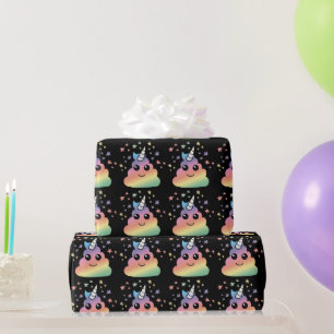 Unicorn Rainbow Poop Emoji Kawaii Wrapping Paper