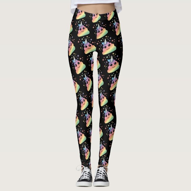 Unicorn Rainbow Poop Emoji Leggings (Front)