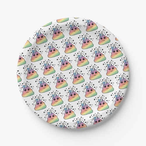Unicorn Rainbow Poop Emoji Paper Plates