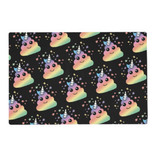 Unicorn Rainbow Poop Emoji Placemat