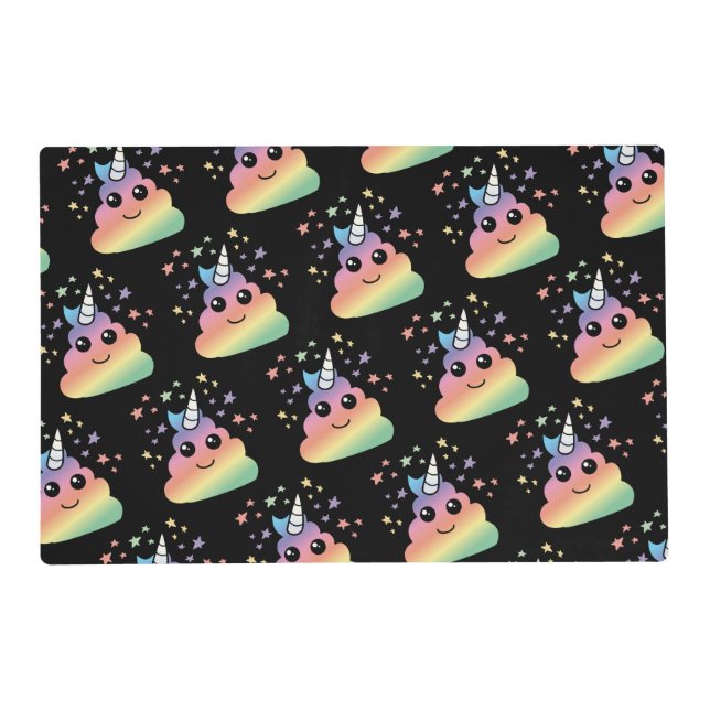 Unicorn Rainbow Poop Emoji Placemat (Front)