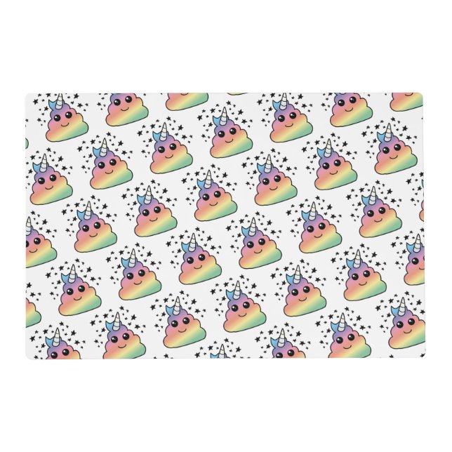 Unicorn Rainbow Poop Emoji Placemat (Front)