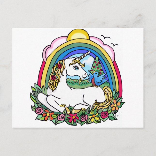 Unicorn & Rainbow Postcard (Front)