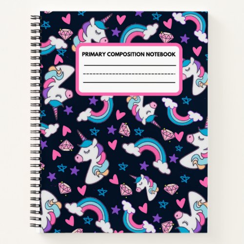 Unicorn Rainbow Primary composition Notebook