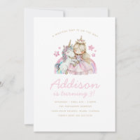 Unicorn Rainbow Princess Birthday Party Invitation
