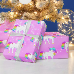 Unicorn Rainbow Purple Cute Wrapping Paper