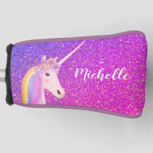 Unicorn Rainbow Purple Glitter Personalized Kids Golf Head Cover