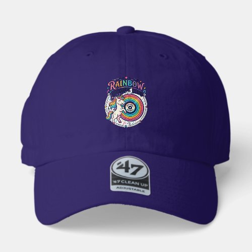 Unicorn Rainbow Records Club White Background Cute 47 Brand Hat