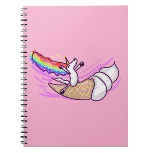 Unicorn Rainbow Riding Ice Cream Cone Notebook