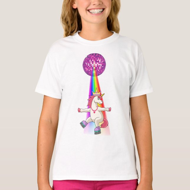 Unicorn Rainbow Roller Skater T-Shirt (Front)