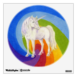 Unicorn Rainbow round wall decal 12x12