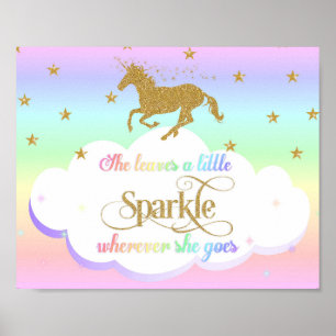 Unicorn Rainbow She Leaves A Little Sparkle Poster