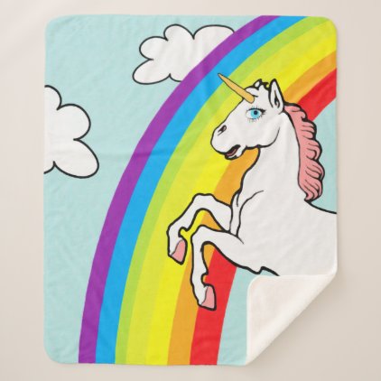 Unicorn Rainbow Sherpa Blanket