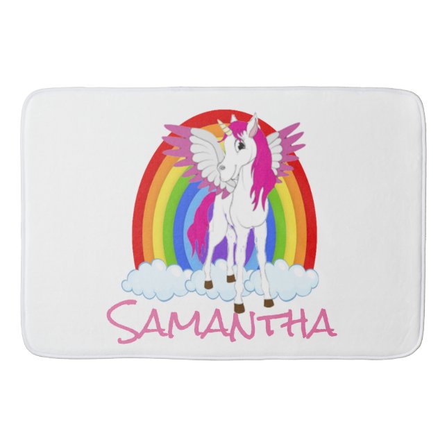 Unicorn Rainbow  Shower Curtain Bath Mat (Front)