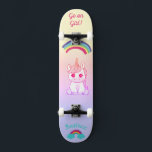 Unicorn rainbow Skateboard<br><div class="desc">Unicorn on skateboard with personalized captions Unicorn Personalized Skateboard CLICK on PERSONALIZE TEMPLATE OPTION AND ENTER the NAME. you can also custom other caption. Cool skateboard designed with vivid colors and for the background and a funky unicorn riding a skateboard. This Skateboard makes a great gift idea for a unicorn...</div>