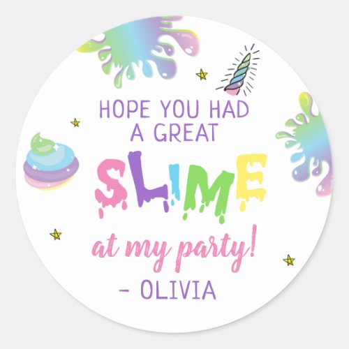 Unicorn Rainbow Slime Birthday Classic Round Sticker
