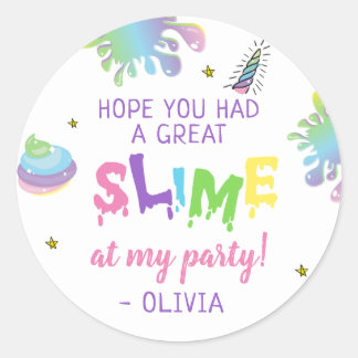 Unicorn Rainbow Slime Birthday Classic Round Sticker