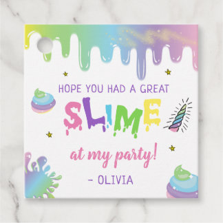 Unicorn Rainbow Slime Birthday Favor Tags