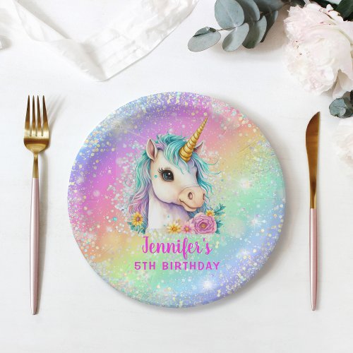 Unicorn Rainbow Sparkle Birthday Paper Plates