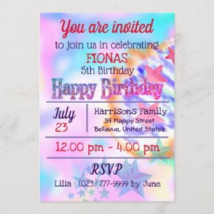 Unicorn Rainbow Sparkle Pastel Magic Birthday Invitation