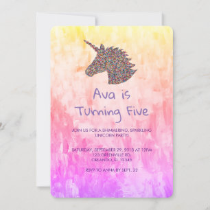 Unicorn Rainbow Sprinkles Birthday Invitation