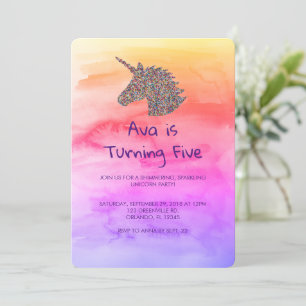 Unicorn Rainbow Sprinkles Birthday Invitation
