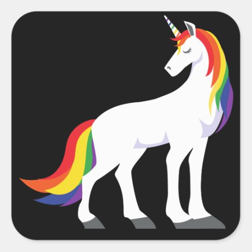 unicorn  Rainbow Square Sticker