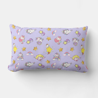 Unicorn Rainbow Star Light Purple Themed Lumbar Pillow