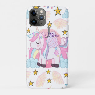 Unicorn Rainbow Stars Magical Name Monogram iPhone 11 Pro Case