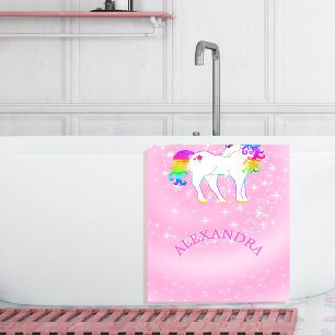 Unicorn Rainbow Stars Magical Pink Cute Customized Bath Towel Set