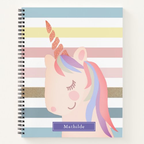 Unicorn Rainbow Stripes Magical Notebook