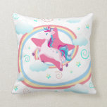 Unicorn Rainbow Swirl Throw Pillow