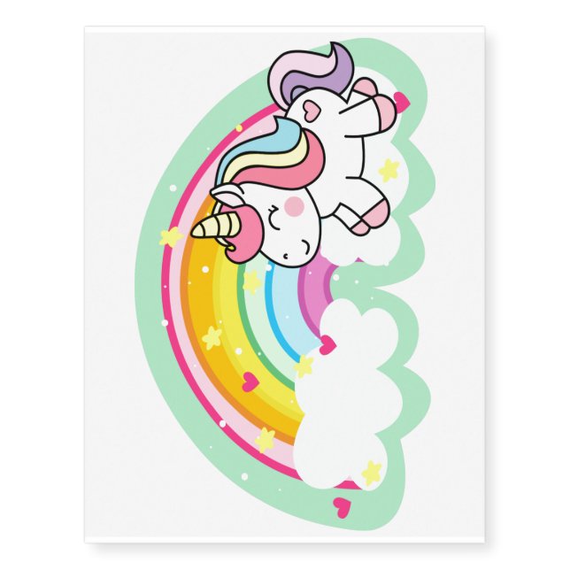 UNICORN & RAINBOW TEMPORARY TATTOO (Front)