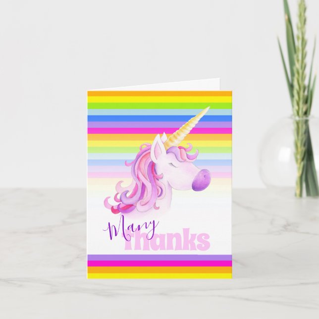 Unicorn rainbow thank you card (Front)