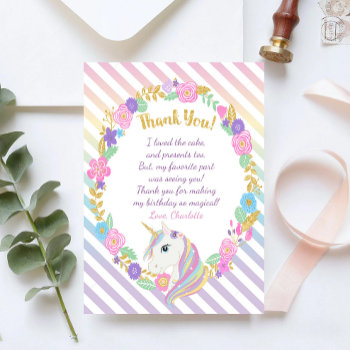 Unicorn Rainbow Thank You Cards by YourMainEvent at Zazzle