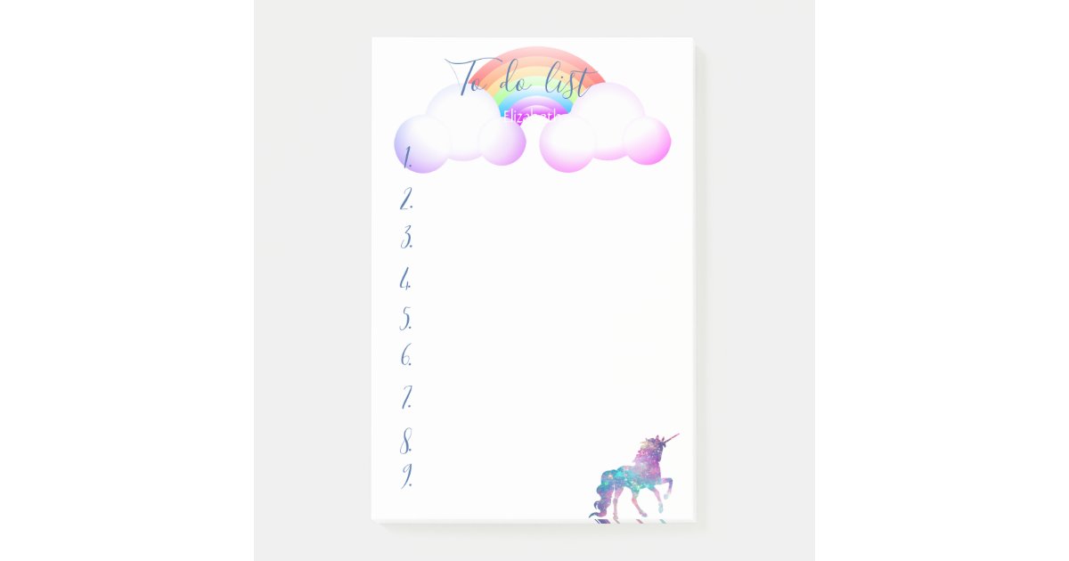 Unicorn Rainbow To Do List Post It Notes Zazzle Com