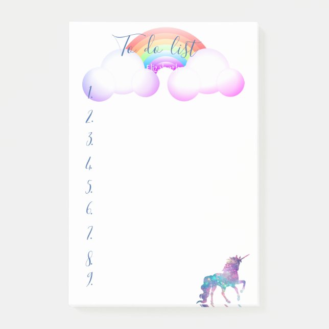 Unicorn,Rainbow,To do list Post-it Notes (Front)
