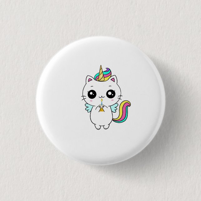 Unicorn, rainbow unicorn, cute button (Front)