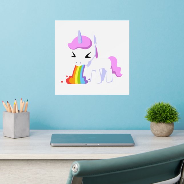 UNICORN RAINBOW VOMIT 12X12 WALL DECAL (Home Office 2)