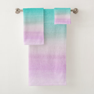 Unicorn Rainbow Watercolor #3 #painting #decor Bath Towel Set