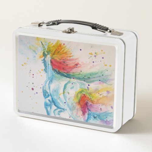 Unicorn Rainbow Watercolour Art Chids Lunch Box