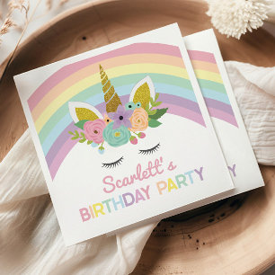 Unicorn Rainbows Birthday Party Napkins