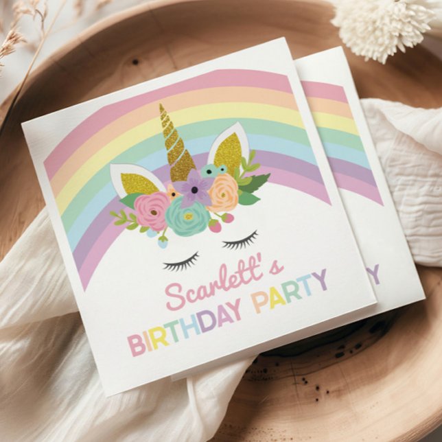 Unicorn Rainbows Birthday Party Napkins (Creator Uploaded)