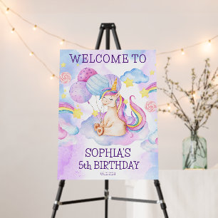 Unicorn Rainbows Birthday Party Welcome Foam Board