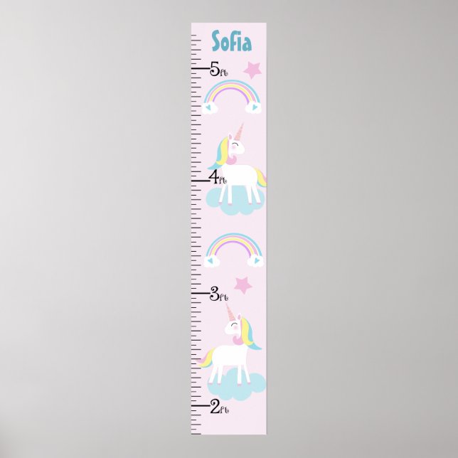 Unicorn & Rainbows Girl Growth Chart Keep at 8x44! (Front)