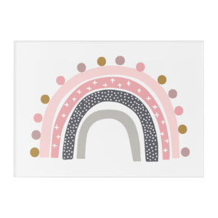 Unicorn Rainbows Pink Boho Pattern Acrylic Print