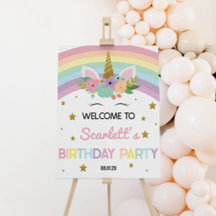 Unicorn Rainbows Stars Birthday Party Welcome Sign