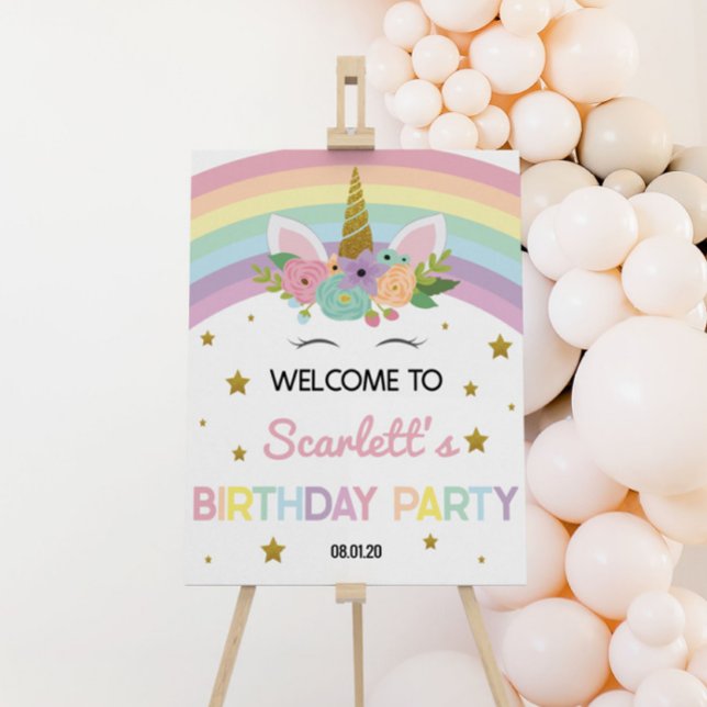 Unicorn Rainbows Stars Birthday Party Welcome Sign (Creator Uploaded)