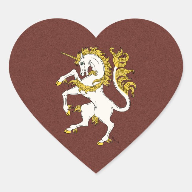 Unicorn Rampant Heart Sticker (Front)