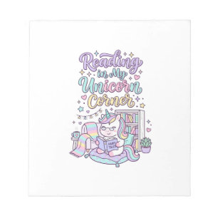 Unicorn Reading in My Unicorn Corner Cute Pastel T Notepad